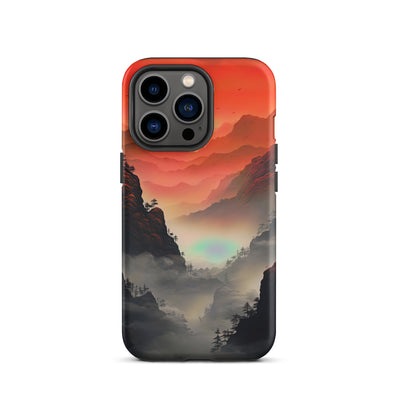 Gebirge, rote Farben und Nebel - Episches Kunstwerk - iPhone Schutzhülle (robust) berge xxx iPhone 13 Pro