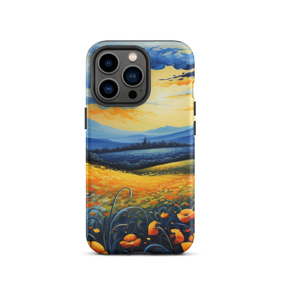 Berglandschaft mit schönen gelben Blumen - Landschaftsmalerei - iPhone Schutzhülle (robust) berge xxx iPhone 13 Pro