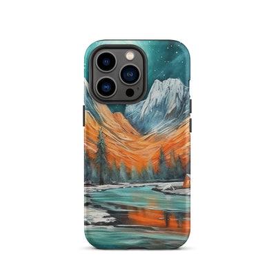 Berglandschaft und Zelte - Nachtstimmung - Landschaftsmalerei - iPhone Schutzhülle (robust) camping xxx iPhone 13 Pro