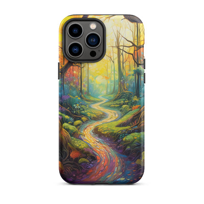Wald und Wanderweg - Bunte, farbenfrohe Malerei - iPhone Schutzhülle (robust) camping xxx iPhone 13 Pro Max