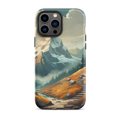 Berge, Wald und Wanderweg - Malerei - iPhone Schutzhülle (robust) berge xxx iPhone 13 Pro Max