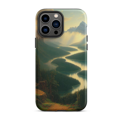 Landschaft mit Bergen, See und viel grüne Natur - Malerei - iPhone Schutzhülle (robust) berge xxx iPhone 13 Pro Max