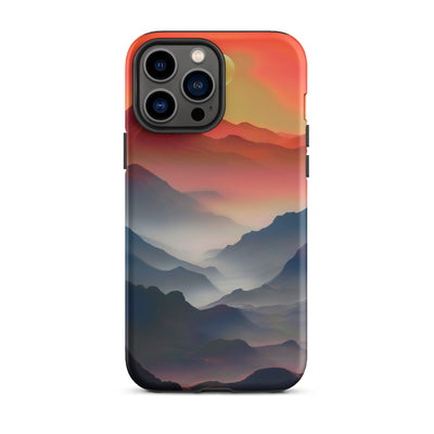 Sonnteruntergang, Gebirge und Nebel - Landschaftsmalerei - iPhone Schutzhülle (robust) berge xxx iPhone 13 Pro Max