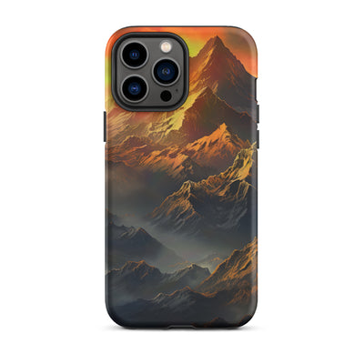 Wunderschöne Himalaya Gebirge im Nebel und Sonnenuntergang - Malerei - iPhone Schutzhülle (robust) berge xxx iPhone 13 Pro Max