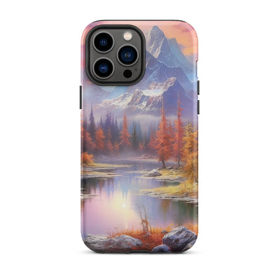 Landschaftsmalerei - Berge, Bäume, Bergsee und Herbstfarben - iPhone Schutzhülle (robust) berge xxx iPhone 13 Pro Max