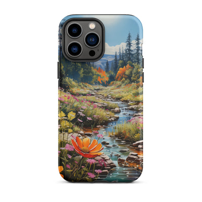 Berge, schöne Blumen und Bach im Wald - iPhone Schutzhülle (robust) berge xxx iPhone 13 Pro Max