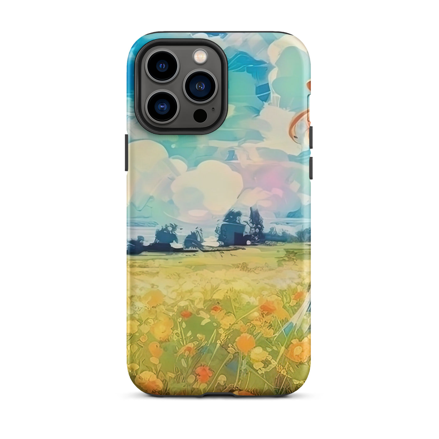 Dame mit Hut im Feld mit Blumen - Landschaftsmalerei - iPhone Schutzhülle (robust) camping xxx iPhone 13 Pro Max