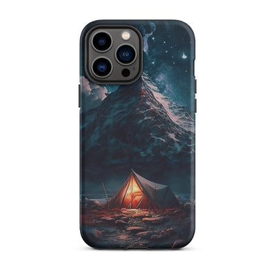 Zelt und Berg in der Nacht - Sterne am Himmel - Landschaftsmalerei - iPhone Schutzhülle (robust) camping xxx iPhone 13 Pro Max