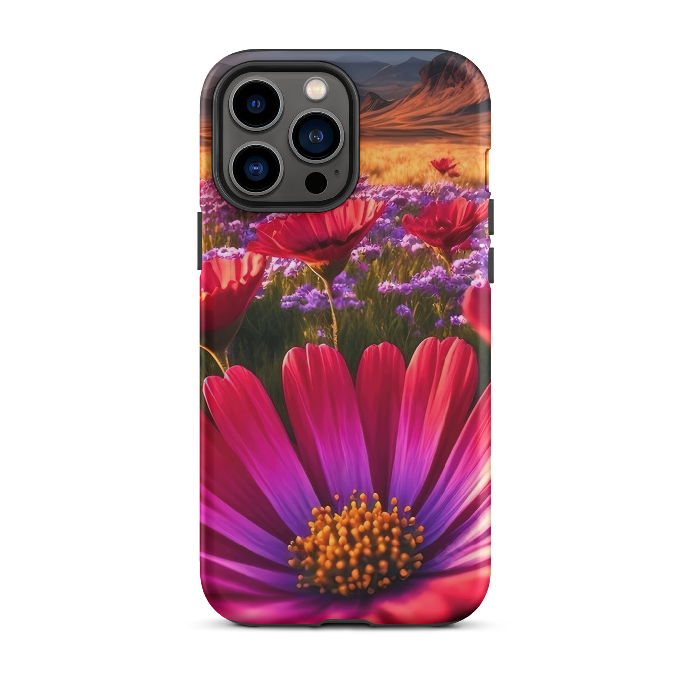 Wünderschöne Blumen und Berge im Hintergrund - iPhone Schutzhülle (robust) berge xxx iPhone 13 Pro Max
