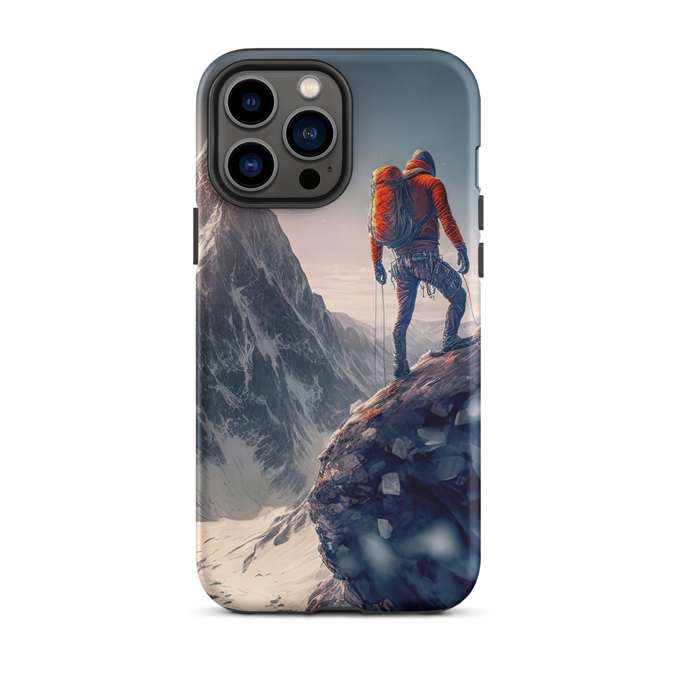 Bergsteiger auf Berg - Epische Malerei - iPhone Schutzhülle (robust) klettern xxx iPhone 13 Pro Max
