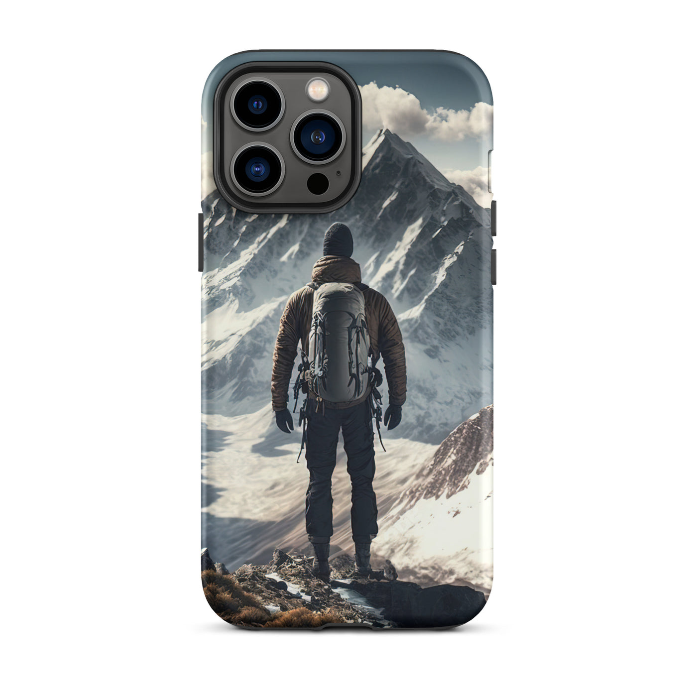 Wanderer auf Berg von hinten - Malerei - iPhone Schutzhülle (robust) berge xxx iPhone 13 Pro Max