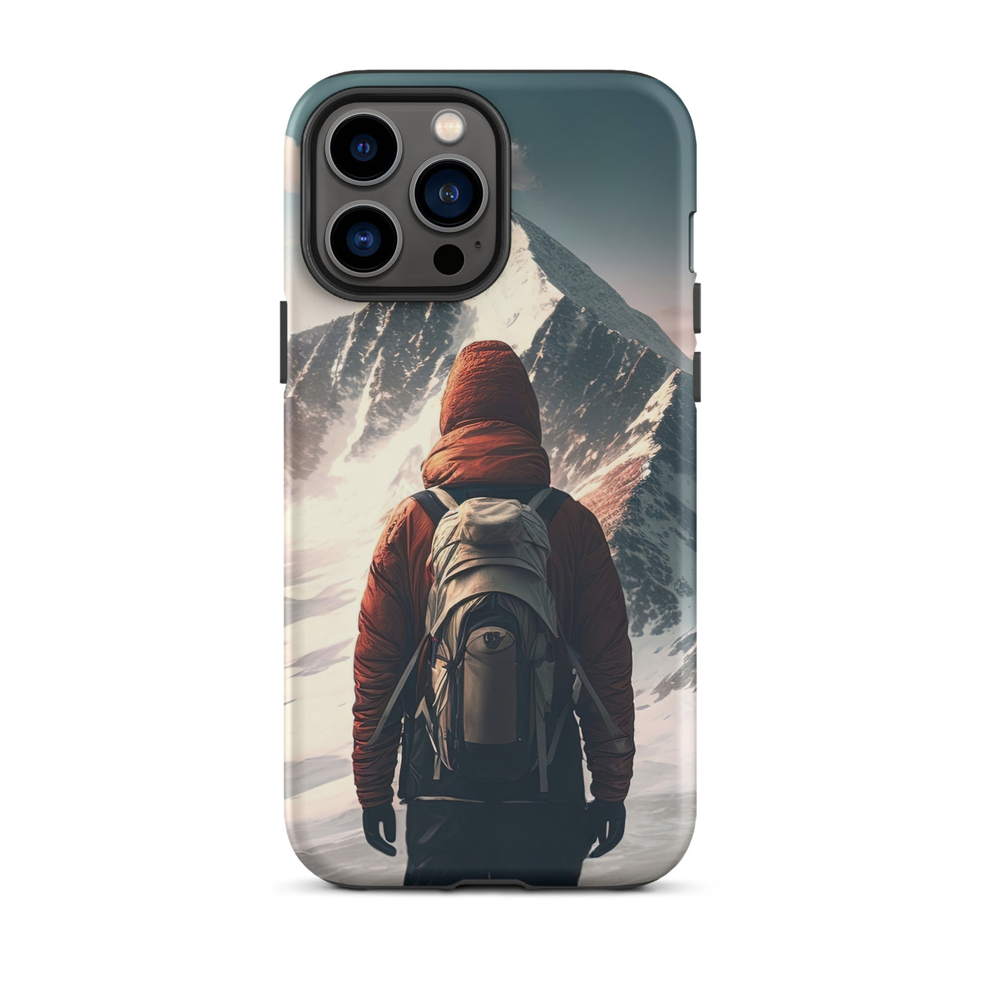 Wanderer von hinten vor einem Berg - Malerei - iPhone Schutzhülle (robust) berge xxx iPhone 13 Pro Max