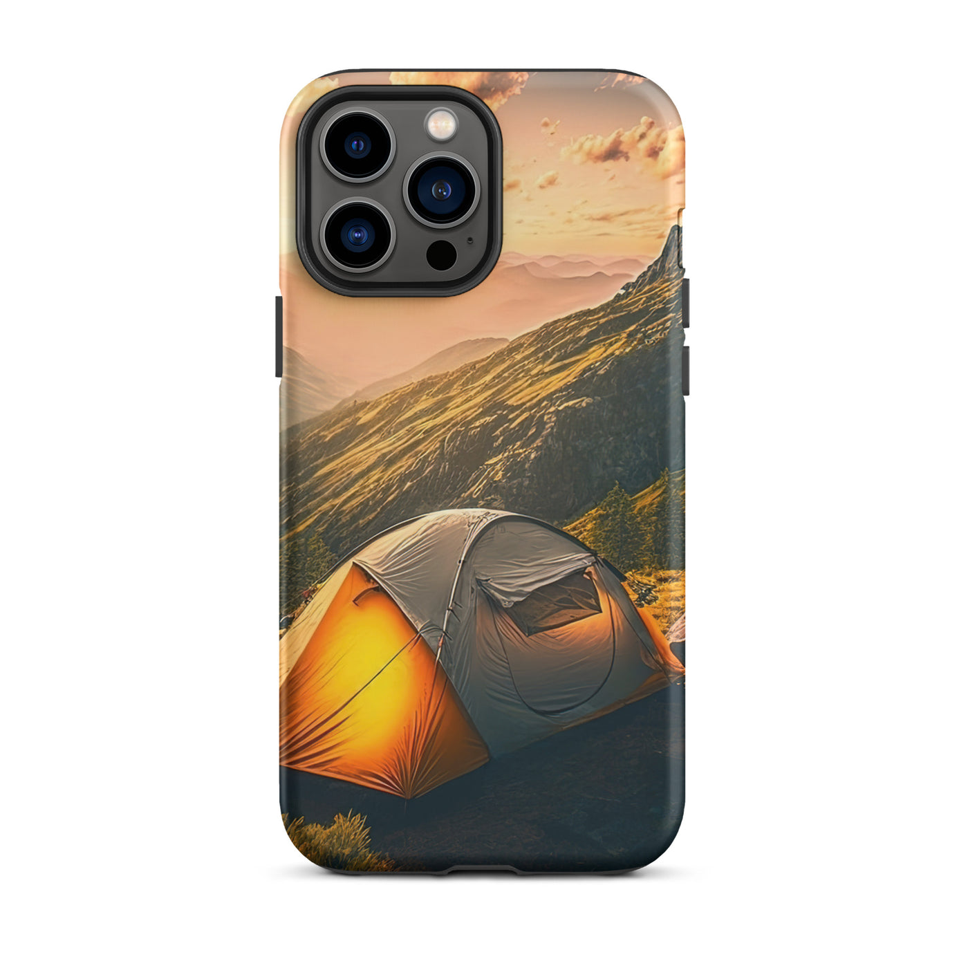 Zelt auf Berg im Sonnenaufgang - Landschafts - iPhone Schutzhülle (robust) camping xxx iPhone 13 Pro Max
