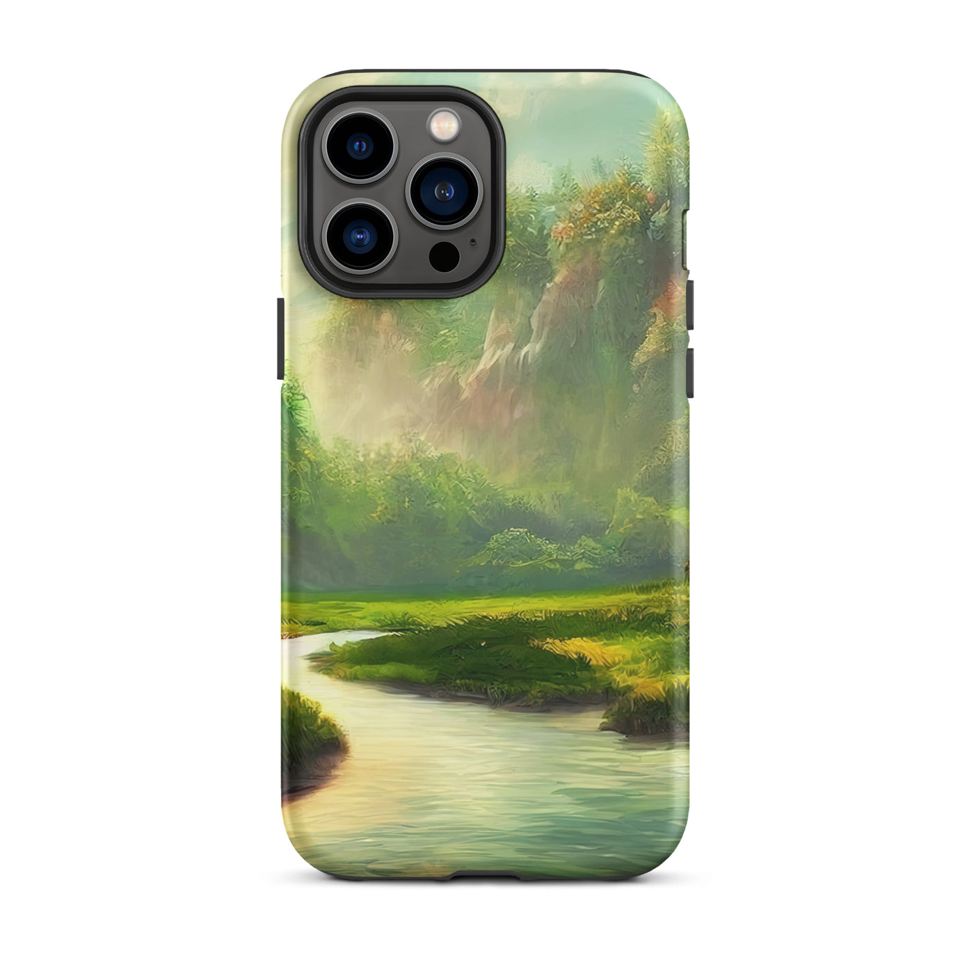 Bach im tropischen Wald - Landschaftsmalerei - iPhone Schutzhülle (robust) camping xxx iPhone 13 Pro Max