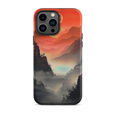 Gebirge, rote Farben und Nebel - Episches Kunstwerk - iPhone Schutzhülle (robust) berge xxx iPhone 13 Pro Max
