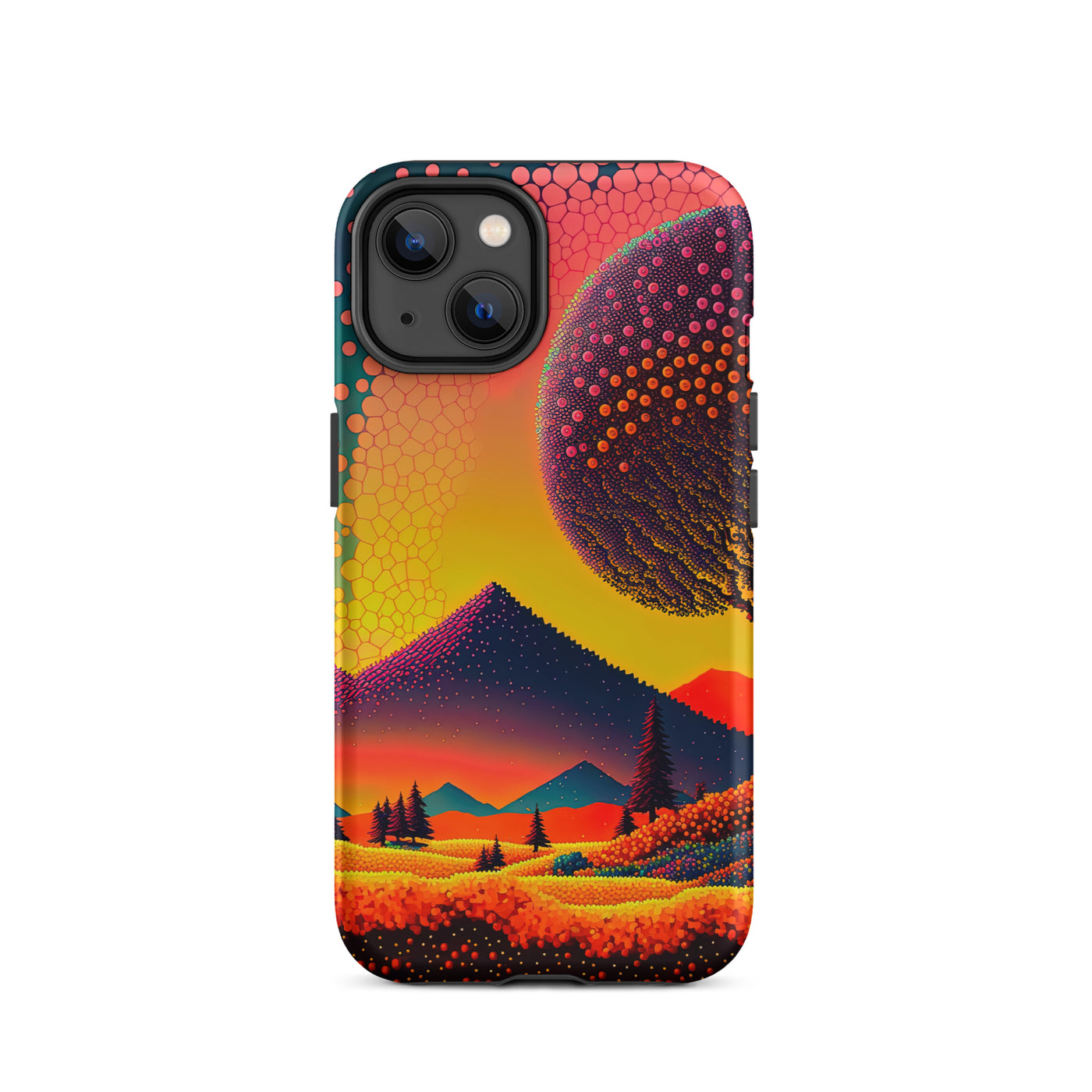 Berge und warme Farben - Punktkunst - iPhone Schutzhülle (robust) berge xxx iPhone 14