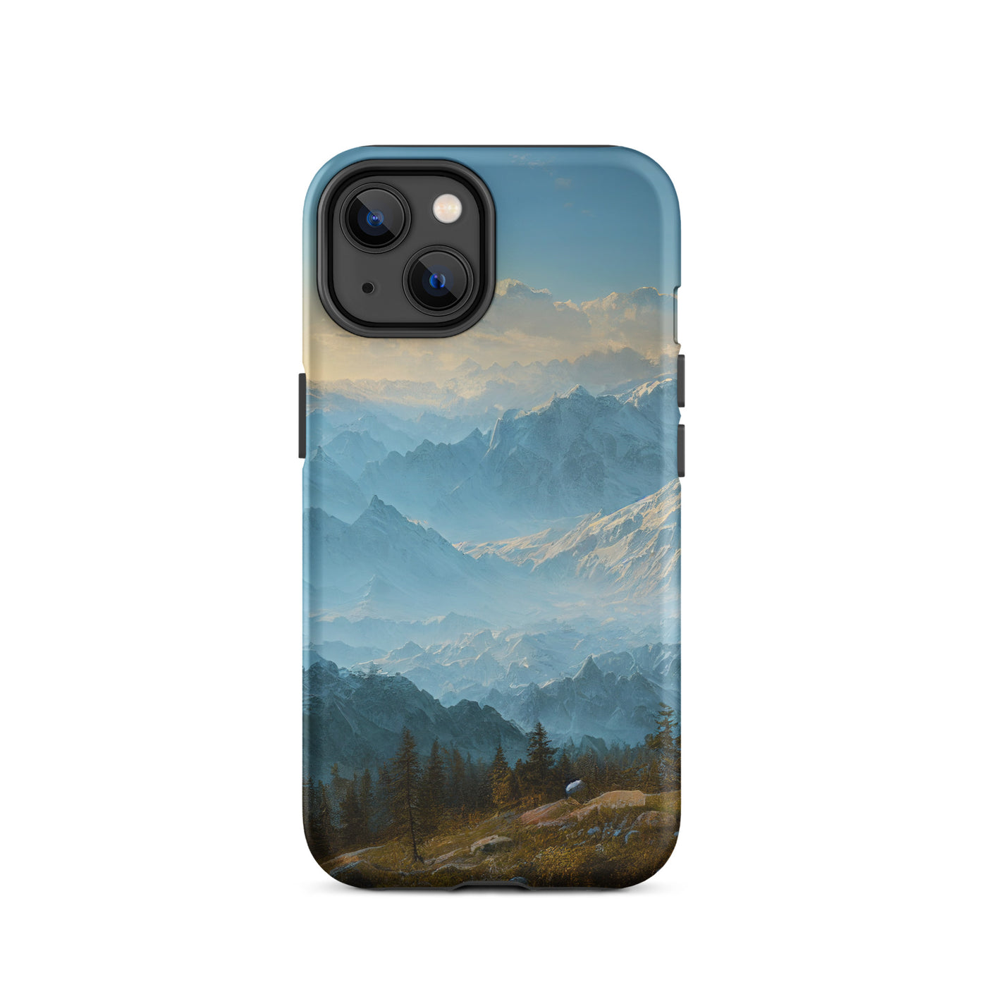 Schöne Berge mit Nebel bedeckt - Ölmalerei - iPhone Schutzhülle (robust) berge xxx iPhone 14