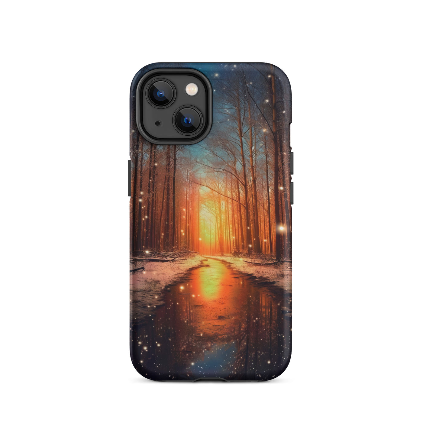 Bäume im Winter, Schnee, Sonnenaufgang und Fluss - iPhone Schutzhülle (robust) camping xxx iPhone 14