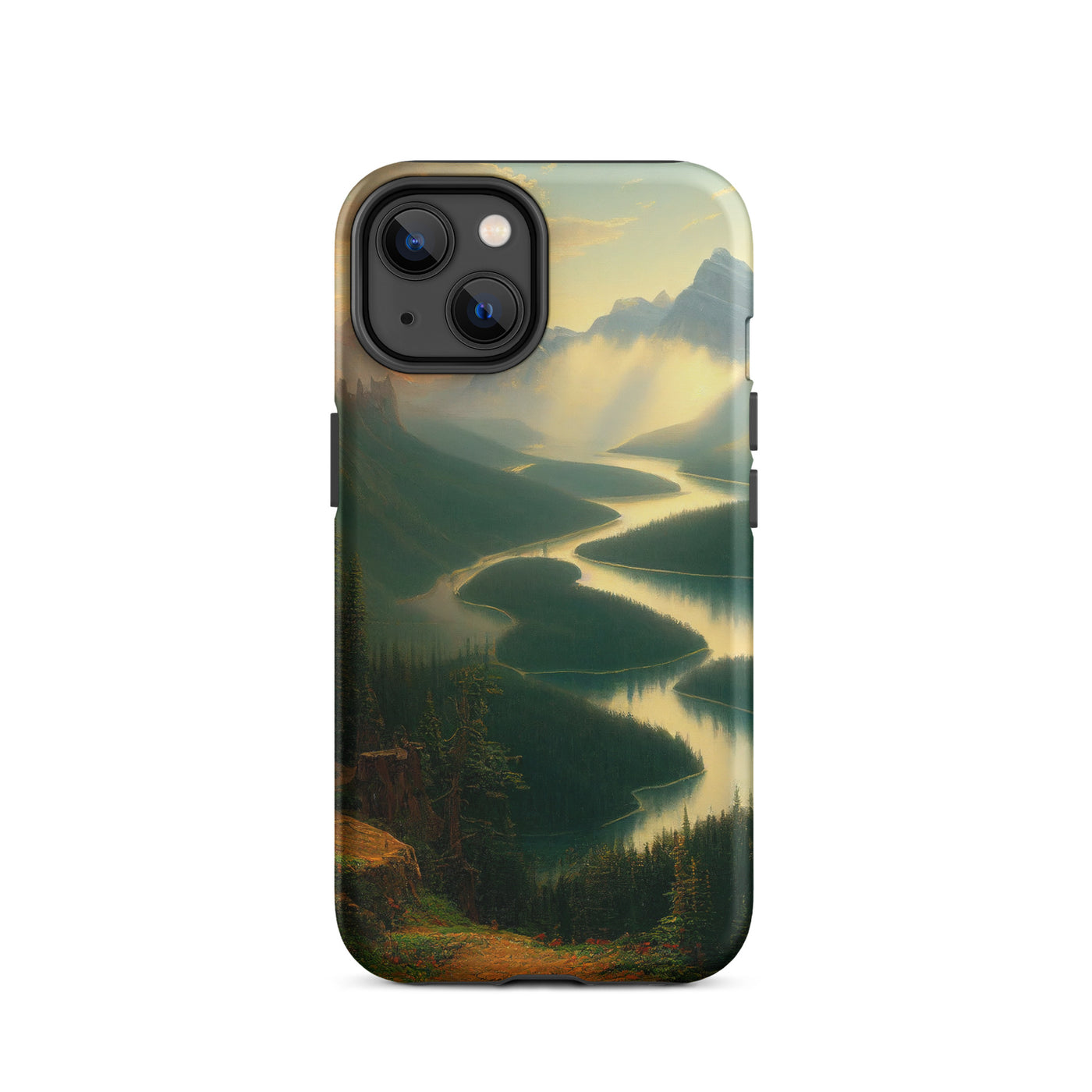 Landschaft mit Bergen, See und viel grüne Natur - Malerei - iPhone Schutzhülle (robust) berge xxx iPhone 14