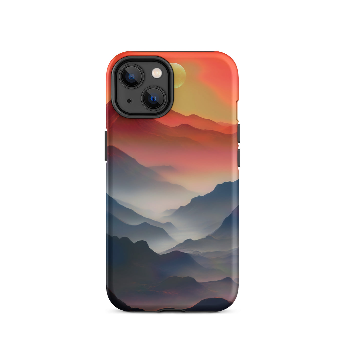 Sonnteruntergang, Gebirge und Nebel - Landschaftsmalerei - iPhone Schutzhülle (robust) berge xxx iPhone 14