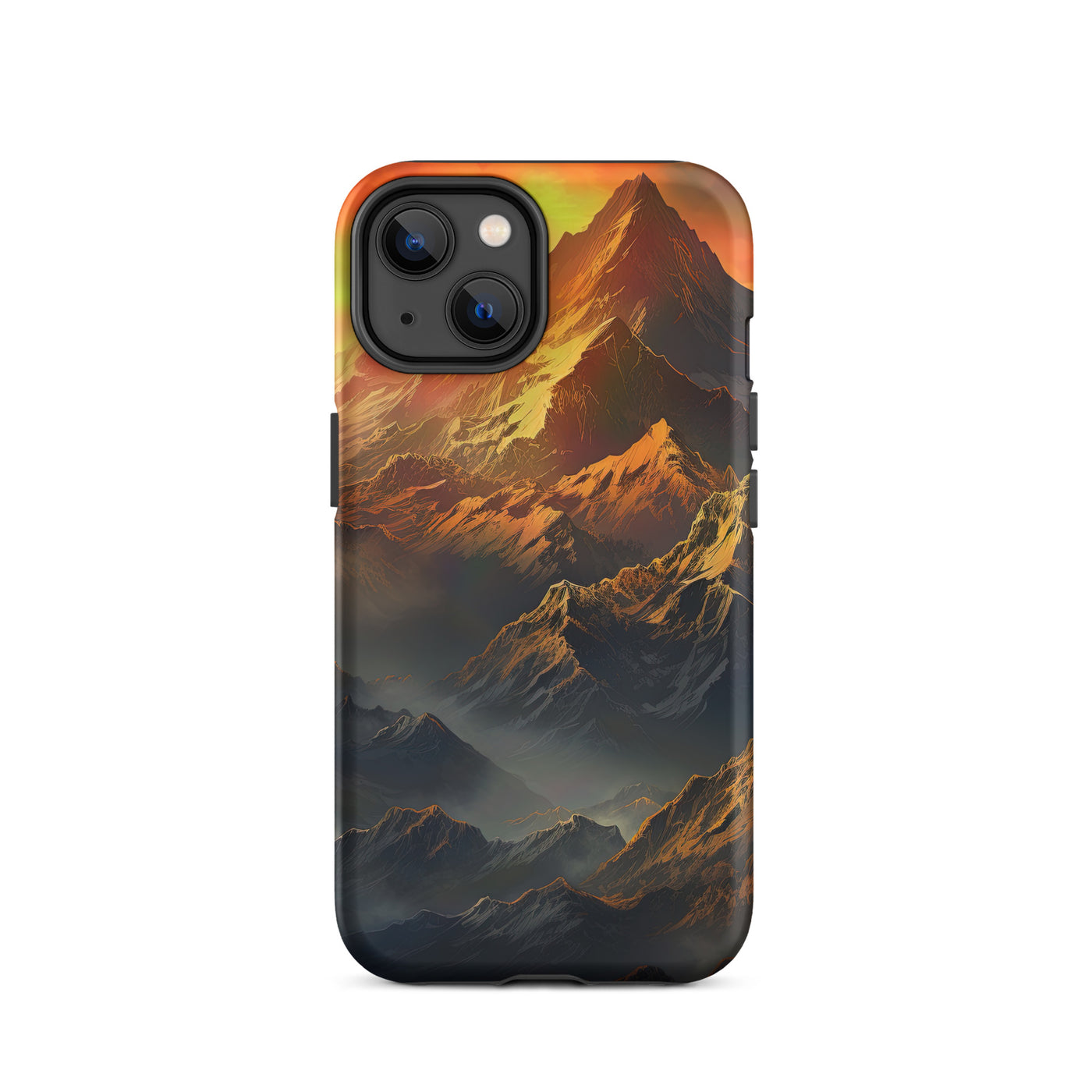 Wunderschöne Himalaya Gebirge im Nebel und Sonnenuntergang - Malerei - iPhone Schutzhülle (robust) berge xxx iPhone 14