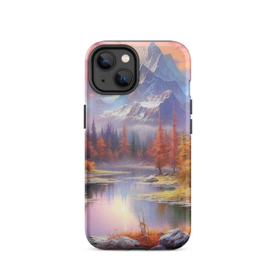 Landschaftsmalerei - Berge, Bäume, Bergsee und Herbstfarben - iPhone Schutzhülle (robust) berge xxx iPhone 14