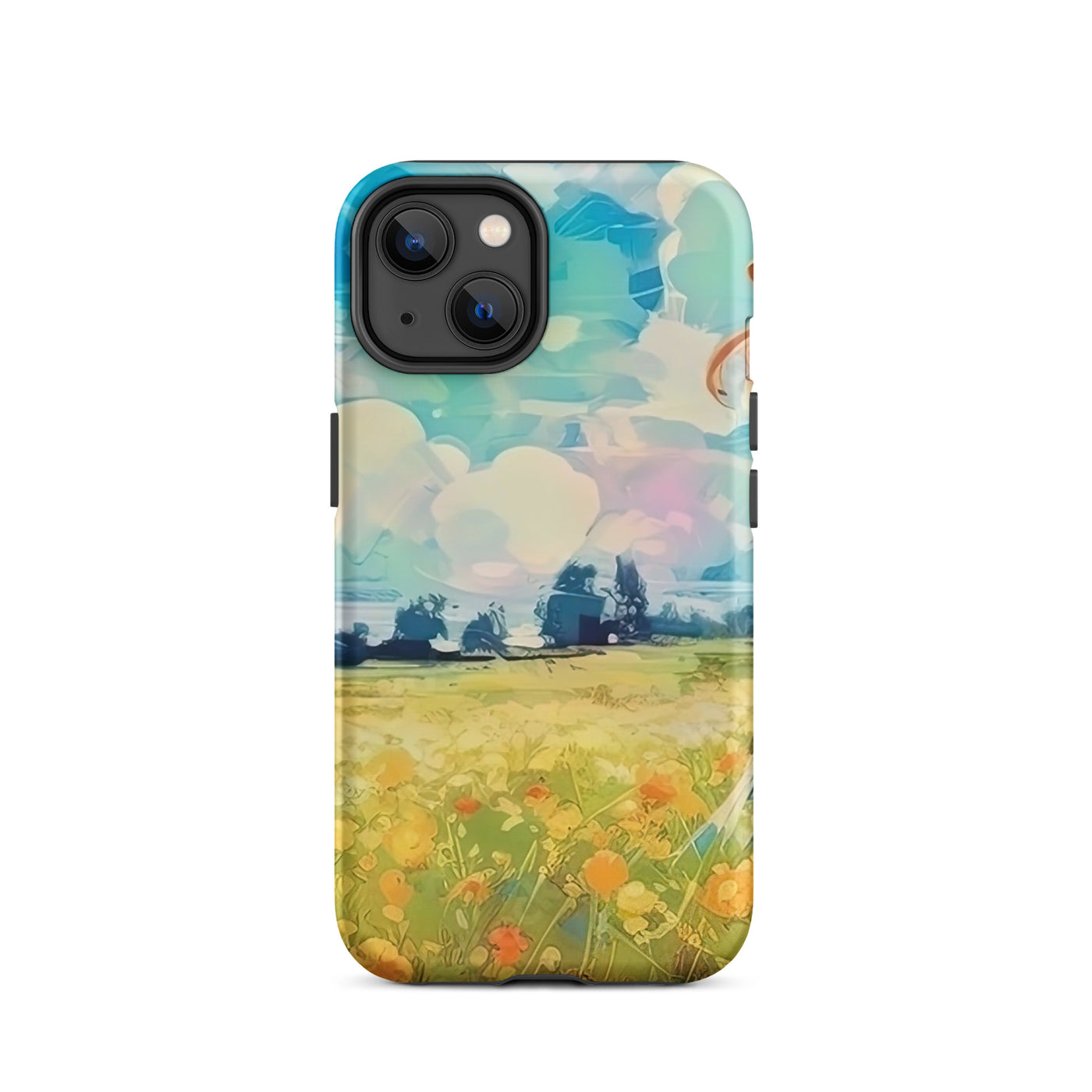 Dame mit Hut im Feld mit Blumen - Landschaftsmalerei - iPhone Schutzhülle (robust) camping xxx iPhone 14