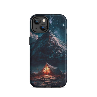 Zelt und Berg in der Nacht - Sterne am Himmel - Landschaftsmalerei - iPhone Schutzhülle (robust) camping xxx iPhone 14