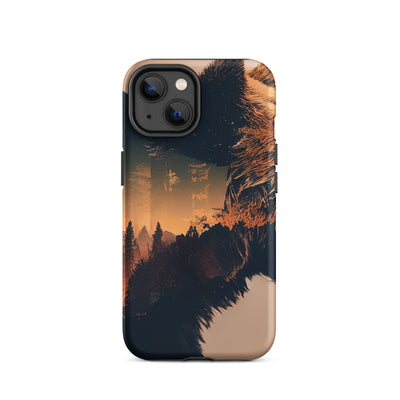 Bär und Bäume Illustration - iPhone Schutzhülle (robust) camping xxx iPhone 14
