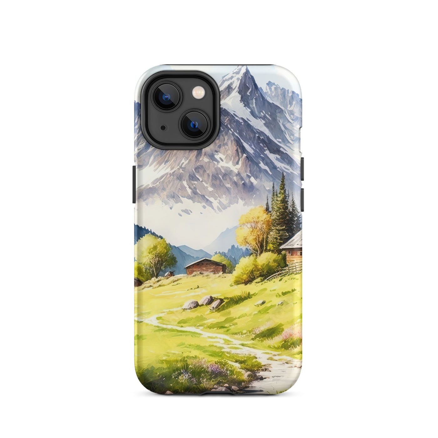 Epische Berge und Berghütte - Landschaftsmalerei - iPhone Schutzhülle (robust) berge xxx iPhone 14