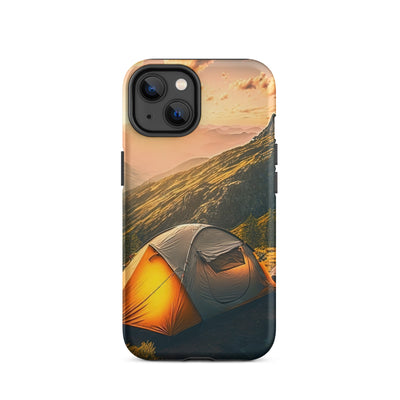 Zelt auf Berg im Sonnenaufgang - Landschafts - iPhone Schutzhülle (robust) camping xxx iPhone 14