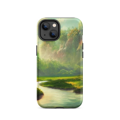 Bach im tropischen Wald - Landschaftsmalerei - iPhone Schutzhülle (robust) camping xxx iPhone 14