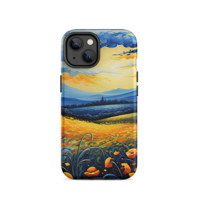 Berglandschaft mit schönen gelben Blumen - Landschaftsmalerei - iPhone Schutzhülle (robust) berge xxx iPhone 14