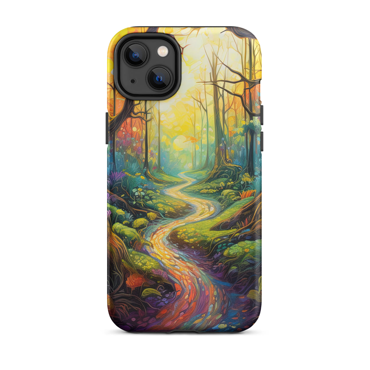 Wald und Wanderweg - Bunte, farbenfrohe Malerei - iPhone Schutzhülle (robust) camping xxx iPhone 14 Plus