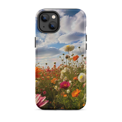 Blumenfeld und Sonnenschein - iPhone Schutzhülle (robust) camping xxx iPhone 14 Plus
