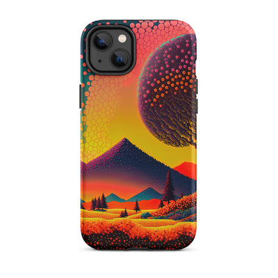 Berge und warme Farben - Punktkunst - iPhone Schutzhülle (robust) berge xxx iPhone 14 Plus