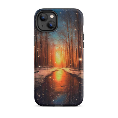 Bäume im Winter, Schnee, Sonnenaufgang und Fluss - iPhone Schutzhülle (robust) camping xxx iPhone 14 Plus