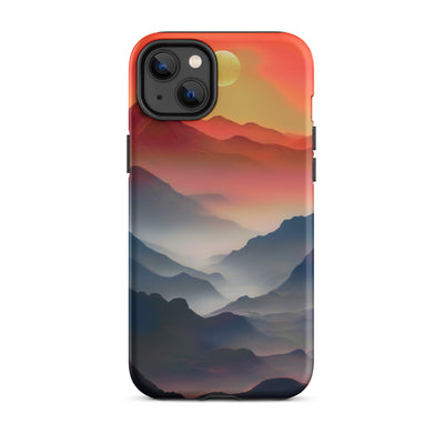 Sonnteruntergang, Gebirge und Nebel - Landschaftsmalerei - iPhone Schutzhülle (robust) berge xxx iPhone 14 Plus