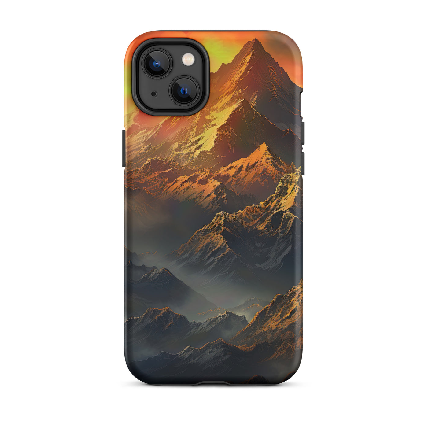 Wunderschöne Himalaya Gebirge im Nebel und Sonnenuntergang - Malerei - iPhone Schutzhülle (robust) berge xxx iPhone 14 Plus