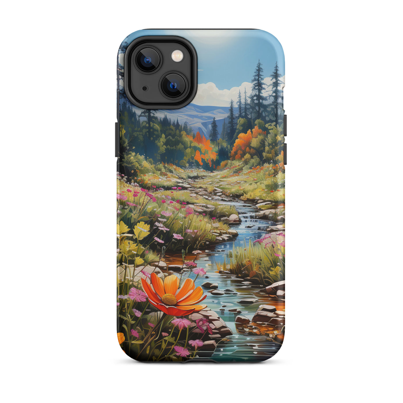 Berge, schöne Blumen und Bach im Wald - iPhone Schutzhülle (robust) berge xxx iPhone 14 Plus