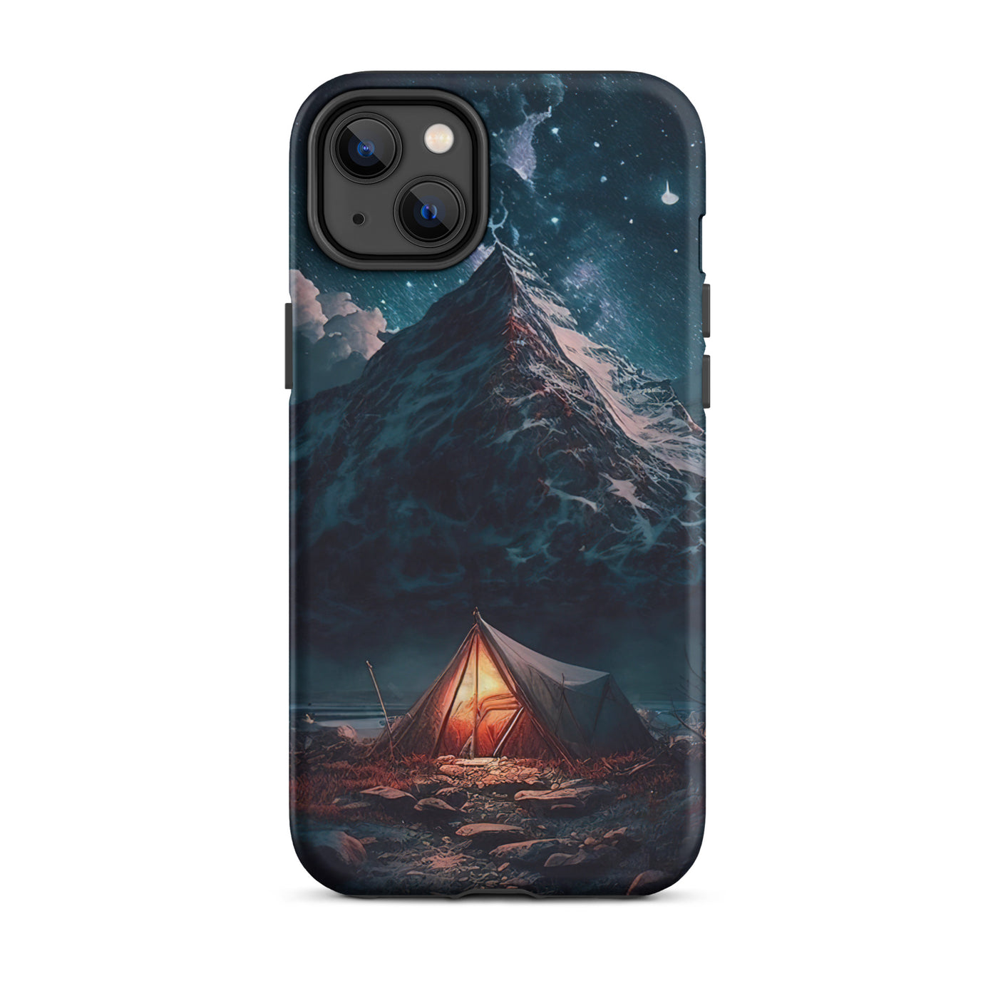 Zelt und Berg in der Nacht - Sterne am Himmel - Landschaftsmalerei - iPhone Schutzhülle (robust) camping xxx iPhone 14 Plus
