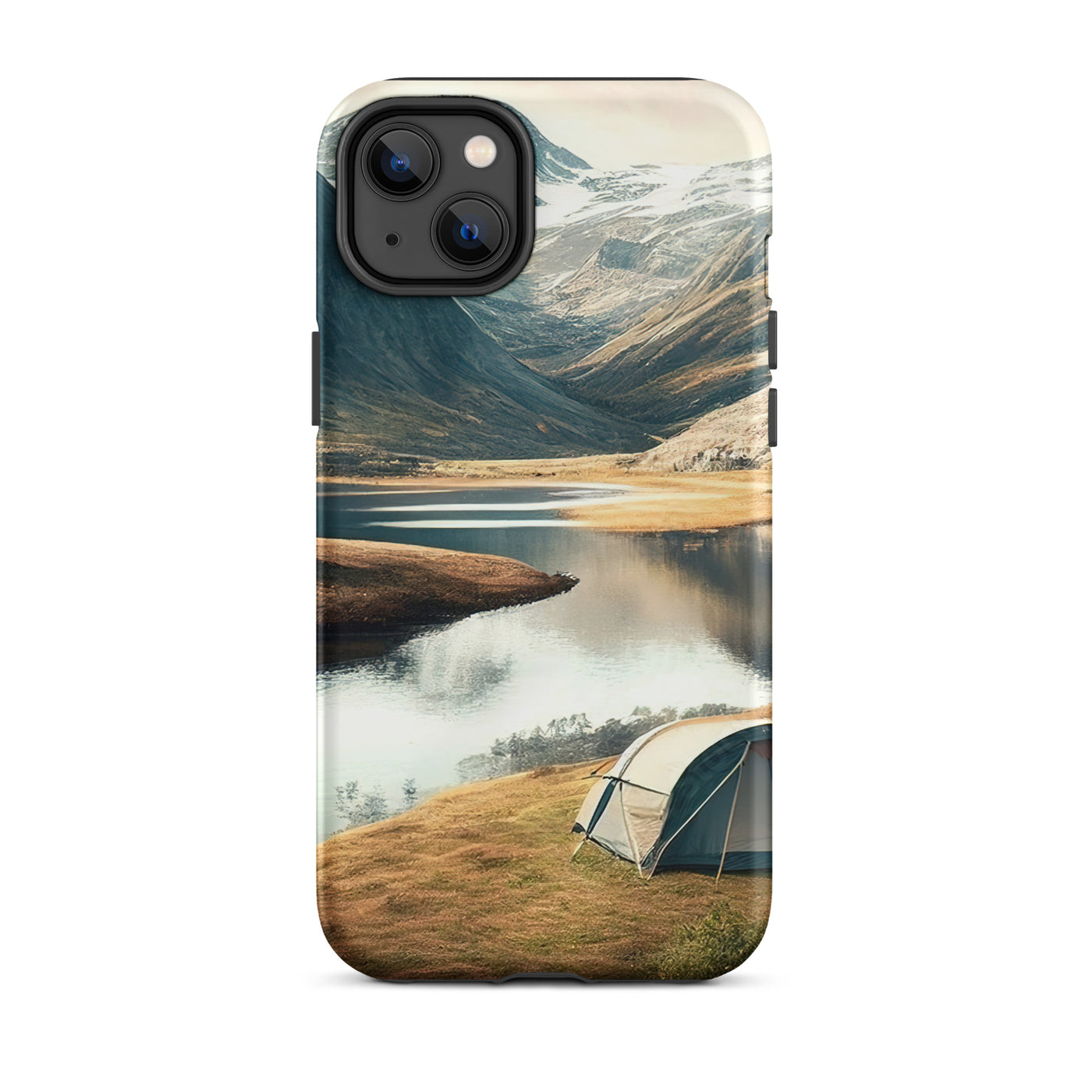 Zelt, Berge und Bergsee - iPhone Schutzhülle (robust) camping xxx iPhone 14 Plus
