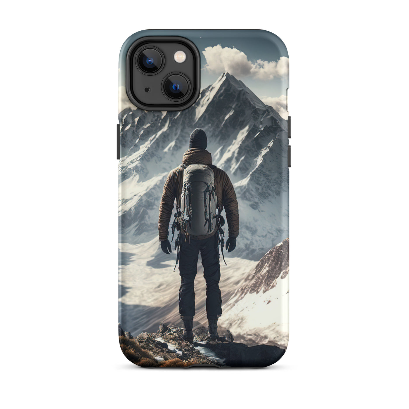 Wanderer auf Berg von hinten - Malerei - iPhone Schutzhülle (robust) berge xxx iPhone 14 Plus