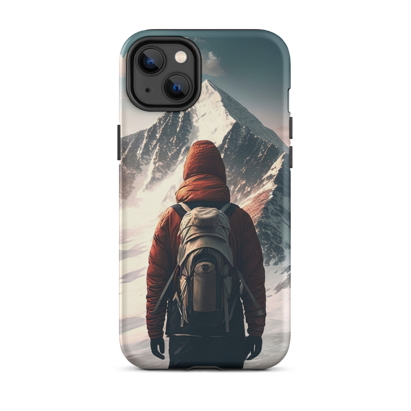 Wanderer von hinten vor einem Berg - Malerei - iPhone Schutzhülle (robust) berge xxx iPhone 14 Plus