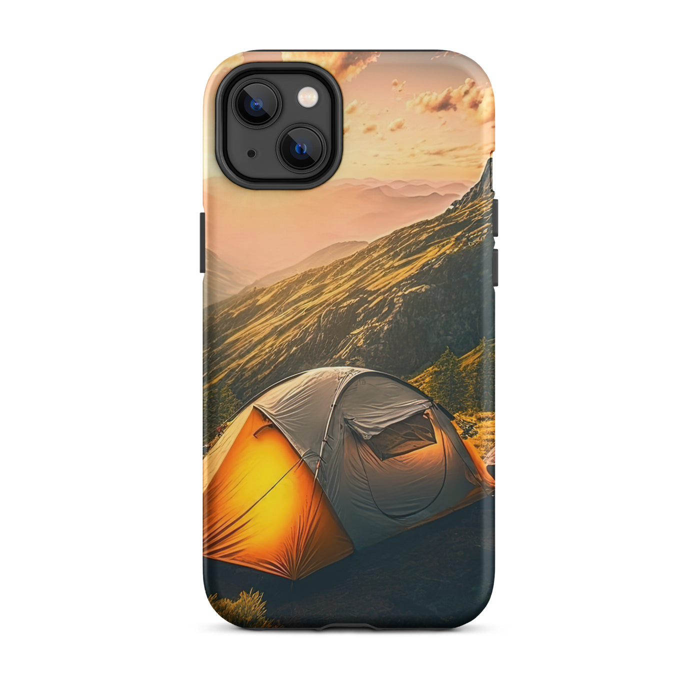 Zelt auf Berg im Sonnenaufgang - Landschafts - iPhone Schutzhülle (robust) camping xxx iPhone 14 Plus