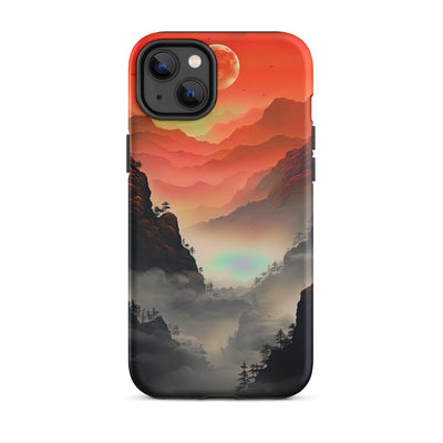 Gebirge, rote Farben und Nebel - Episches Kunstwerk - iPhone Schutzhülle (robust) berge xxx iPhone 14 Plus