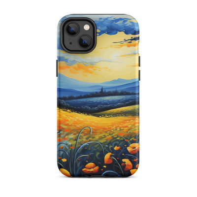 Berglandschaft mit schönen gelben Blumen - Landschaftsmalerei - iPhone Schutzhülle (robust) berge xxx iPhone 14 Plus