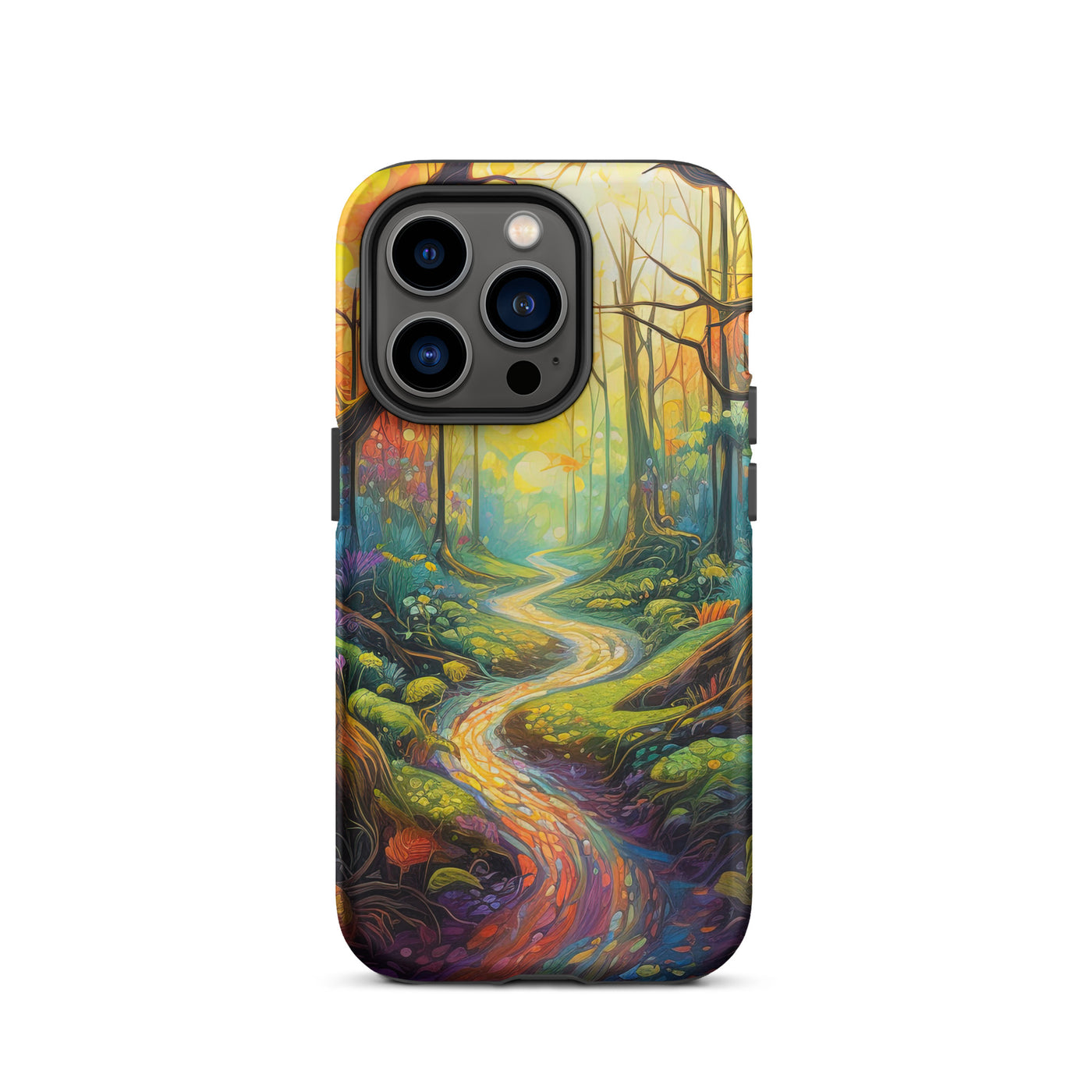 Wald und Wanderweg - Bunte, farbenfrohe Malerei - iPhone Schutzhülle (robust) camping xxx iPhone 14 Pro