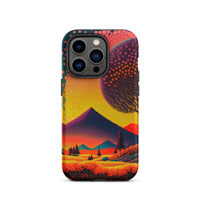 Berge und warme Farben - Punktkunst - iPhone Schutzhülle (robust) berge xxx iPhone 14 Pro