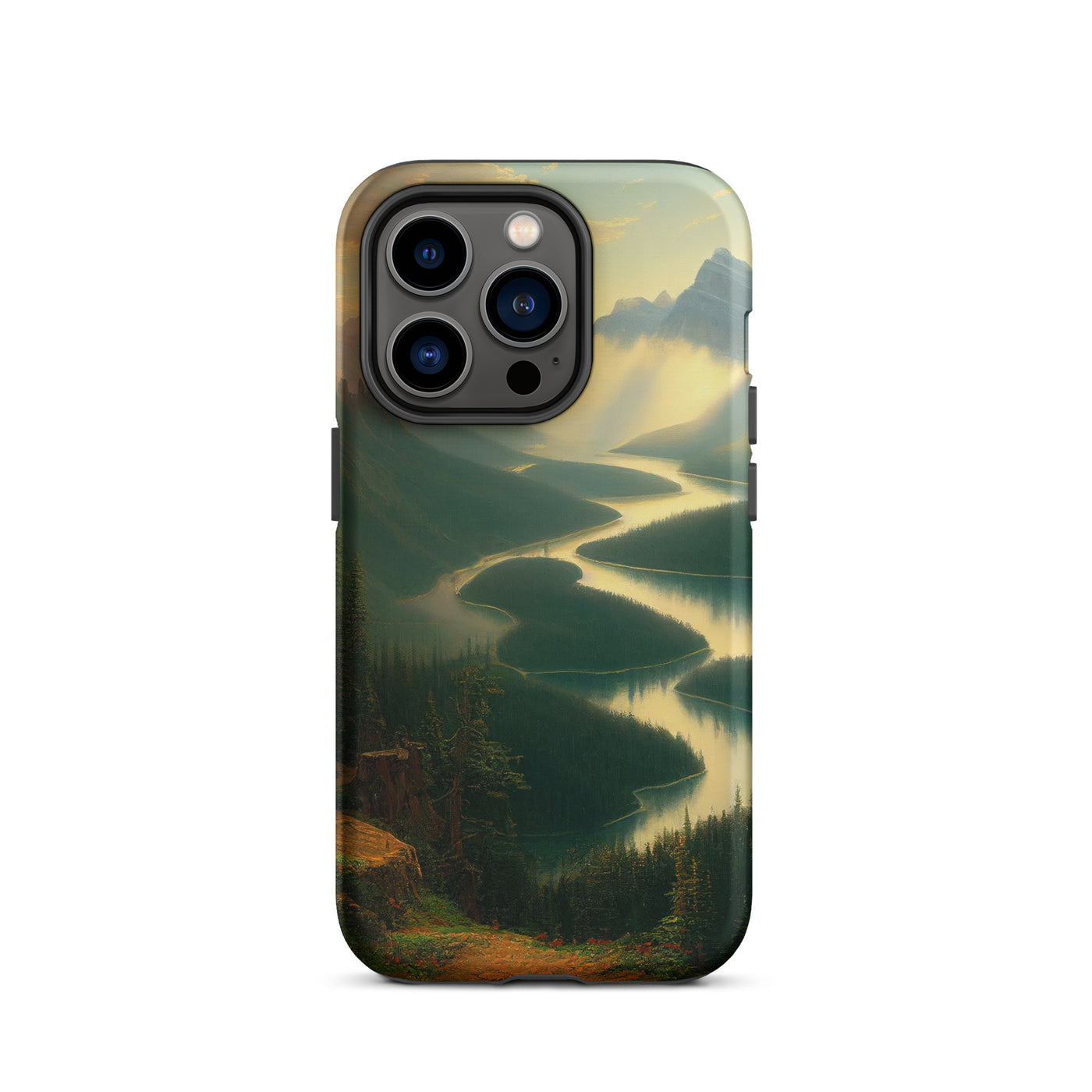 Landschaft mit Bergen, See und viel grüne Natur - Malerei - iPhone Schutzhülle (robust) berge xxx iPhone 14 Pro